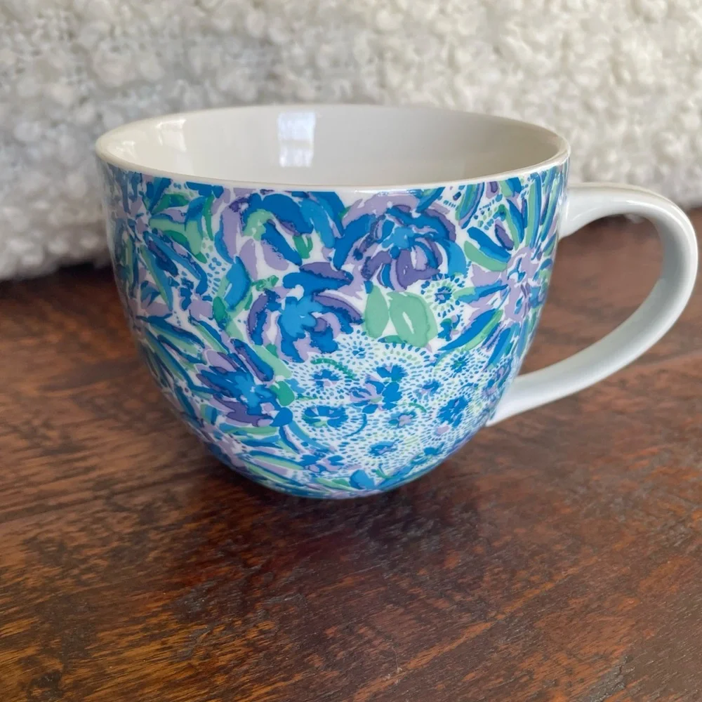 Lilly Pulitzer 12oz Ceramic Mug Blue Green Purple Floral
